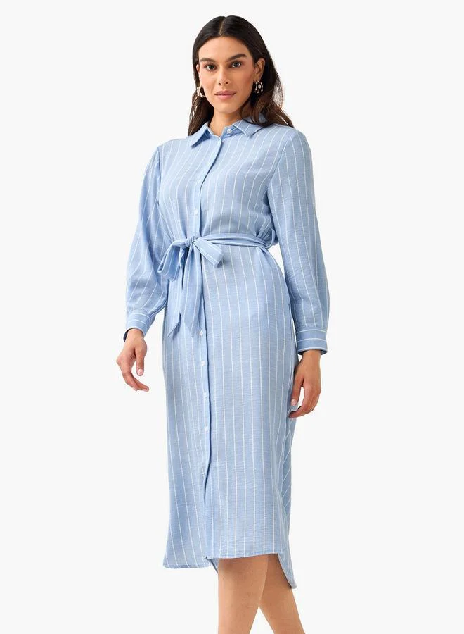 سبلاش فيڤ Striped Women Shirt Dress with Tie-Up Belt